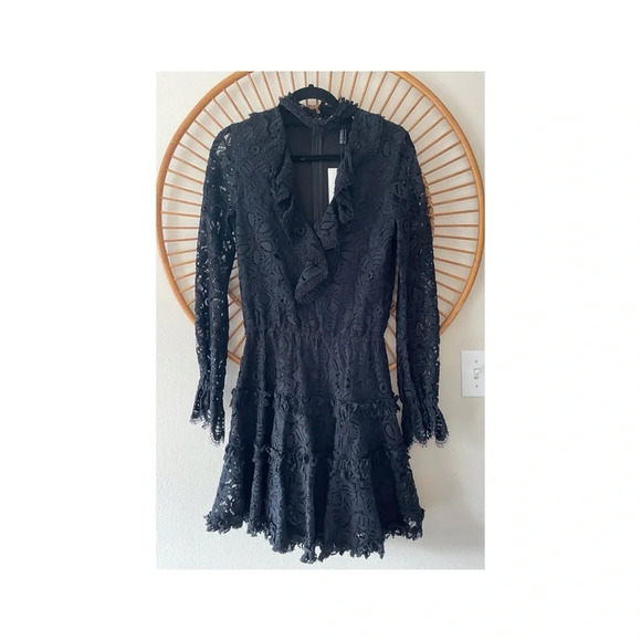 NWT Alexis Catalina Black Lace All Over Mini Choker Dress Small - Picture 1 of 8
